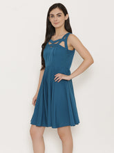Load image into Gallery viewer, Cutout neck skater dress