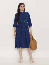 Load image into Gallery viewer, Midi dress with printed mock waistcoat