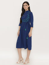 Load image into Gallery viewer, Midi dress with printed mock waistcoat