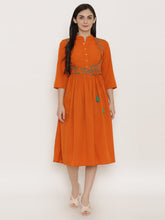 Load image into Gallery viewer, Midi dress with printed mock waistcoat