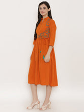 Load image into Gallery viewer, Midi dress with printed mock waistcoat
