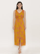 Load image into Gallery viewer, Block Printed Front overlap Maxi dress