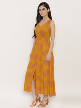 Load image into Gallery viewer, Block Printed Front overlap Maxi dress