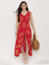 Load image into Gallery viewer, Block Printed Front overlap Maxi dress