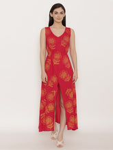 Load image into Gallery viewer, Block Printed Front overlap Maxi dress