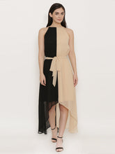Load image into Gallery viewer, Half Color blocked maxi high low dress