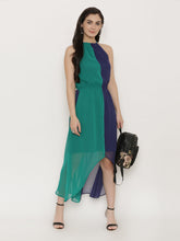 Load image into Gallery viewer, Half Color blocked maxi high low dress