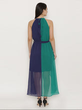 Load image into Gallery viewer, Half Color blocked maxi high low dress