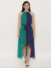 Load image into Gallery viewer, Half Color blocked maxi high low dress