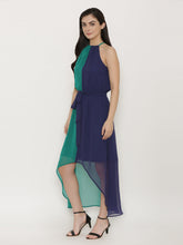 Load image into Gallery viewer, Half Color blocked maxi high low dress
