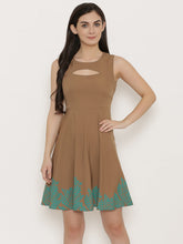 Load image into Gallery viewer, Front cut out skater dress with printed Hem