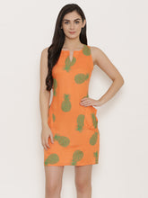 Cargar imagen en el visor de la galería, Block Printed shift dress with large side gathered pockets