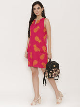 Load image into Gallery viewer, Block Printed shift dress with large side gathered pockets