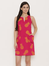 Load image into Gallery viewer, Block Printed shift dress with large side gathered pockets