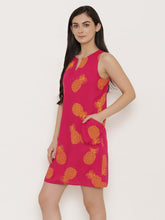 Load image into Gallery viewer, Block Printed shift dress with large side gathered pockets