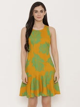 Load image into Gallery viewer, Block Printed shift dress with flare at the bottom