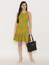Load image into Gallery viewer, Block Printed shift dress with flare at the bottom