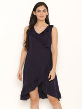 Load image into Gallery viewer, Overlap Dress with frill at neck and hem