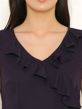 Load image into Gallery viewer, Overlap Dress with frill at neck and hem