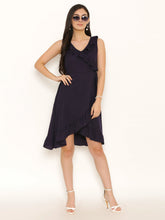 Load image into Gallery viewer, Overlap Dress with frill at neck and hem
