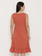 Load image into Gallery viewer, Overlap Dress with frill at neck and hem
