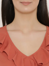Load image into Gallery viewer, Overlap Dress with frill at neck and hem