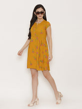 Load image into Gallery viewer, Short Block printed dress with front placket and side gathers