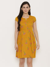 Load image into Gallery viewer, Short Block printed dress with front placket and side gathers