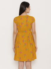 Load image into Gallery viewer, Short Block printed dress with front placket and side gathers
