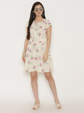 Load image into Gallery viewer, Short Block printed dress with front placket and side gathers