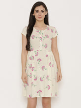 Load image into Gallery viewer, Short Block printed dress with front placket and side gathers