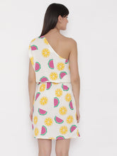 Load image into Gallery viewer, One shoulder Fruit Printed Dress with blouson waist