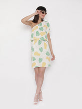 Load image into Gallery viewer, One shoulder Tropical Printed Dress with blouson waist