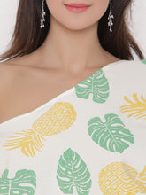 Load image into Gallery viewer, One shoulder Tropical Printed Dress with blouson waist