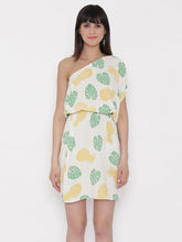 Load image into Gallery viewer, One shoulder Tropical Printed Dress with blouson waist