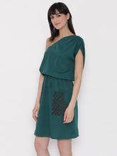 Load image into Gallery viewer, One shoulder Dress with blouson waist and patch pockets
