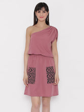 Cargar imagen en el visor de la galería, One shoulder Dress with blouson waist and patch pockets