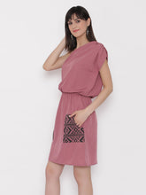 Cargar imagen en el visor de la galería, One shoulder Dress with blouson waist and patch pockets
