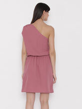 Cargar imagen en el visor de la galería, One shoulder Dress with blouson waist and patch pockets