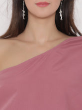 Cargar imagen en el visor de la galería, One shoulder Dress with blouson waist and patch pockets