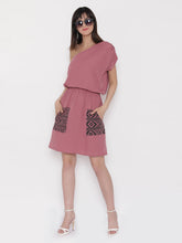 Cargar imagen en el visor de la galería, One shoulder Dress with blouson waist and patch pockets