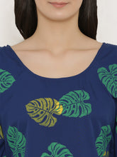 Cargar imagen en el visor de la galería, Leaf Print Shoulder tie circular Kaftan Top
