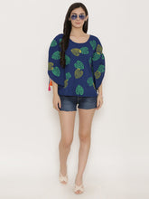 Cargar imagen en el visor de la galería, Leaf Print Shoulder tie circular Kaftan Top