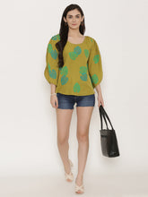 Load image into Gallery viewer, Leaf Print Shoulder tie circular Kaftan Top
