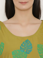 Load image into Gallery viewer, Leaf Print Shoulder tie circular Kaftan Top