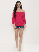 Load image into Gallery viewer, Off shoulder Flamingo print top