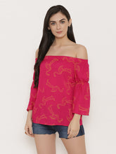 Load image into Gallery viewer, Off shoulder Flamingo print top
