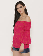 Load image into Gallery viewer, Off shoulder Flamingo print top