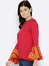 Load image into Gallery viewer, Ikat Printed bell sleeve boat neck top