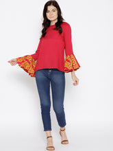 Load image into Gallery viewer, Ikat Printed bell sleeve boat neck top